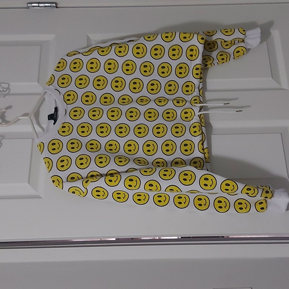 Happy Face logo cropped sweatshirt with drawstring waist